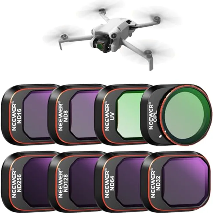 NEEWER ND und CPL Filter Set für DJI Mini 4 Pro, 8 Stück (UV, CPL, ND8-256), mehrfach beschichtetes HD Glas, leichtes Design, Drohnenobjektiv Zubehör