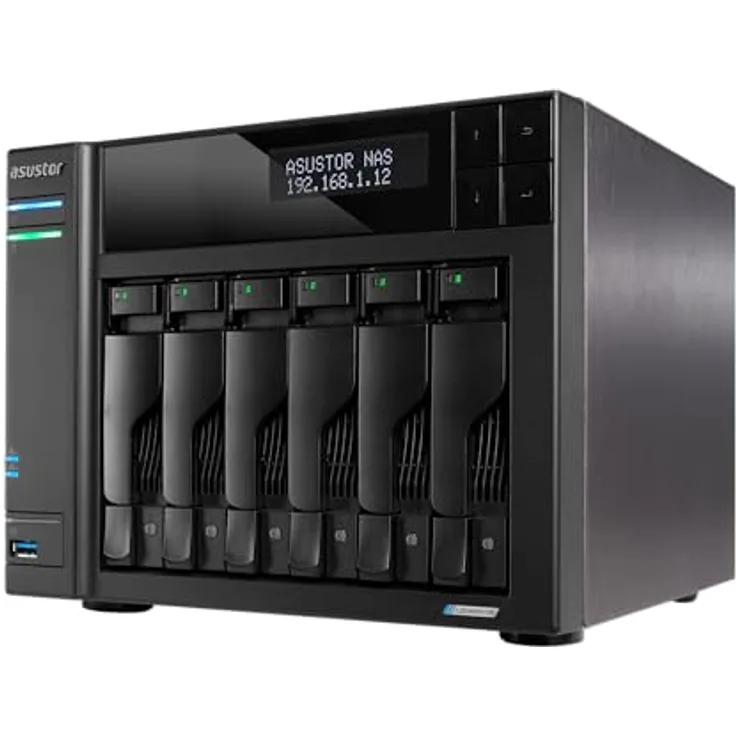 Asustor Lockerstor 6 Gen2+ AS6706T v2, 6 Bay NAS mit Intel Quad-Core 2.0GHz CPU, 8GB RAM, Dual 5GbE Ports, 4 M.2 SSD Slots, HDMI