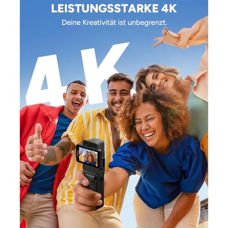 SJCAM C400 Actionkamera 4K, 7 Stunden Akkulaufzeit, 6-Achsen-Stabilisierung, dualer Touchscreen, 30m wasserdicht, Schwarz, inkl. 64GB Karte – Bild 2