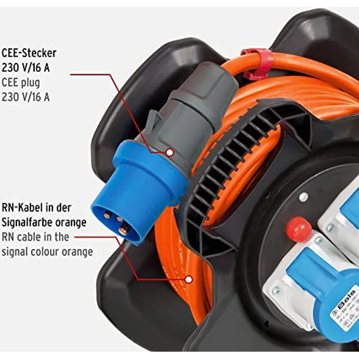 Brennenstuhl E-Kabeltrommel X-Gum - Camping-Kabeltrommel mit 10m Kabel in orange (Caravan-Kabeltrommel mit 2 E Steckdosen + 3 Schutzkontakt-Steckdosen) - 116973010 – Bild 4