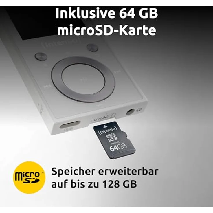 Intenso Video Scooter BT MP3 Player, 64 GB microSD, Bluetooth 5.0, 1,8 Zoll Farbdisplay, bis 18h Akku, inkl. Kopfhörer, weiß – Bild 3