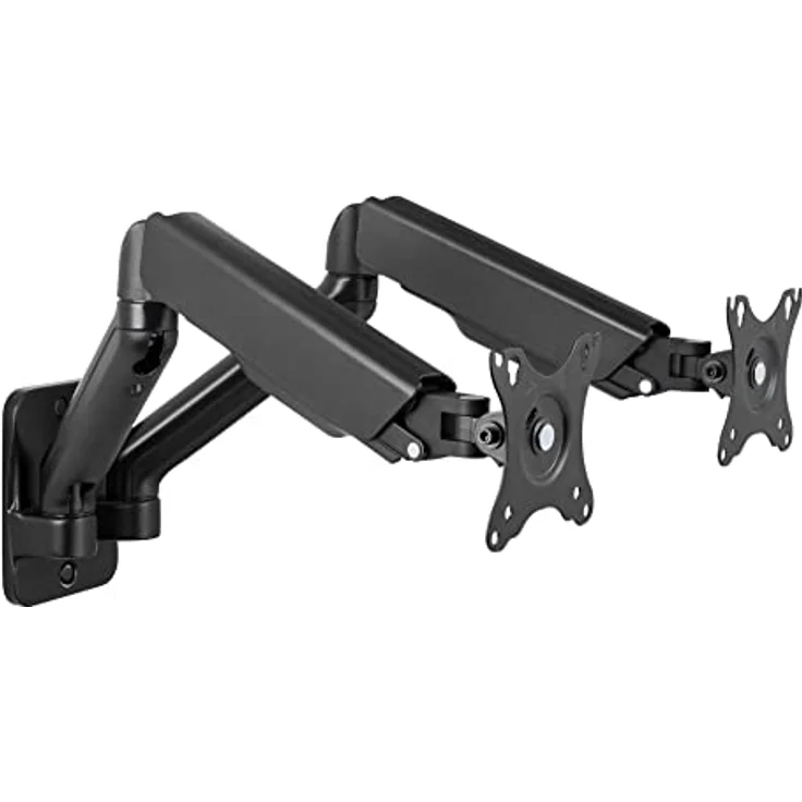 Deltaco ARM-0361, Wandhalterung für 2 Monitore bis 32", VESA kompatibel mit Kabelführung, Schwarz – Bild 2