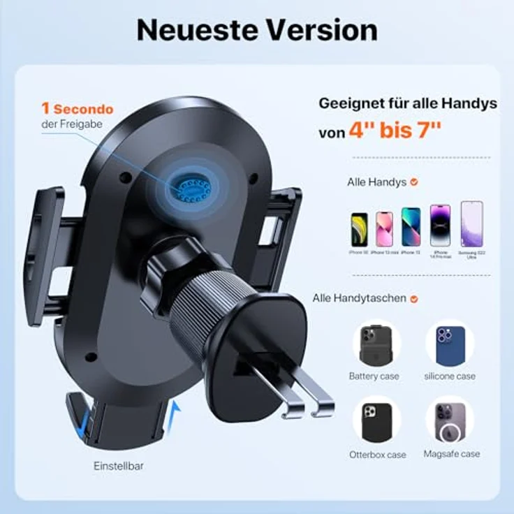 Miracase Handyhalterung Auto, 2025 Neuester Doppelhaken, Universal KFZ Lüftungshalter mit 360 Grad Drehung für iPhone 15 Pro Max/Samsung, geeignet für 4-7 Zoll Smartphones – Bild 3