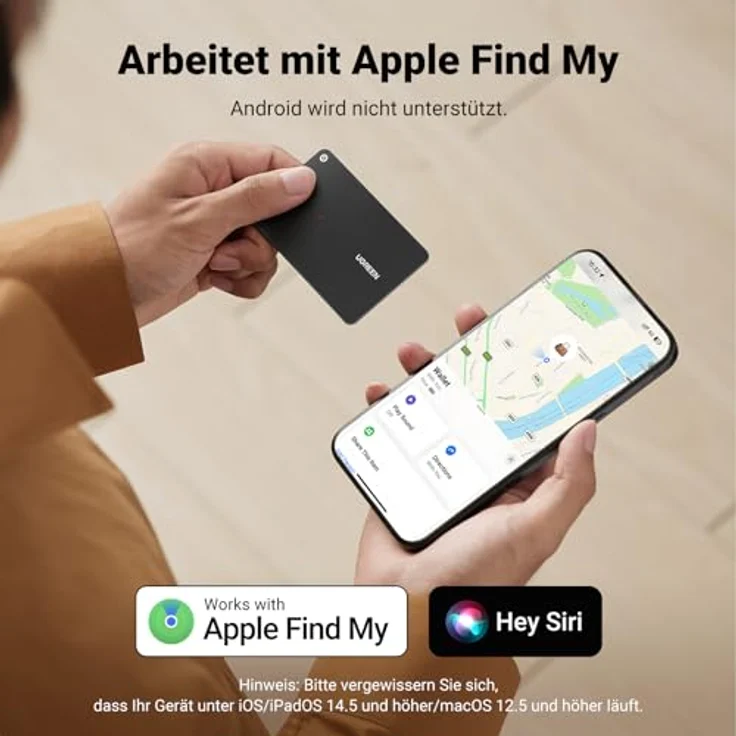 UGREEN FineTrack Slim, Bluetooth Tracker kompatibel mit Apple Find My, IP68 wasserdicht, wiederaufladbarer Geldbörsenfinder, ultra-dünn für Wallet und Gepäck – Bild 2