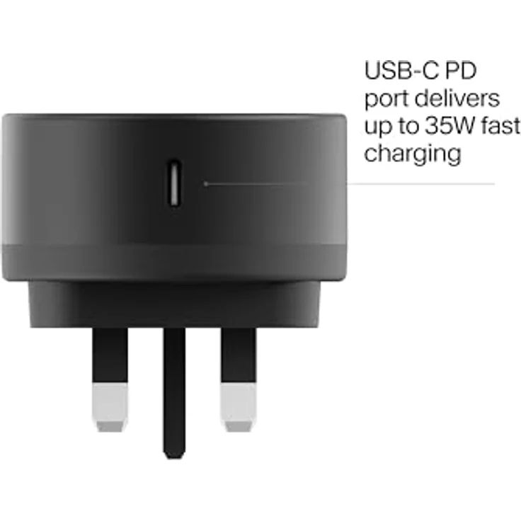 Twelve South PowerBug 35W USB-C PD & 15W Qi Wandladegerät, Schwarz - Schnelles kabelloses Laden mit integriertem USB-C-Anschluss und iOS StandBy-Unterstützung – Bild 6