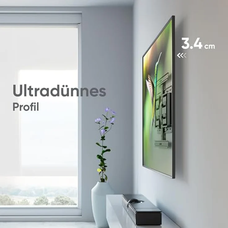 ONKRON SM6-B TV Wandhalterung schwenkbar für 32-90 Zoll Fernseher bis 50 kg, Ultra Slim und ausziehbar, max. VESA 600x400, schwarze Fernsehhalterung – Bild 2