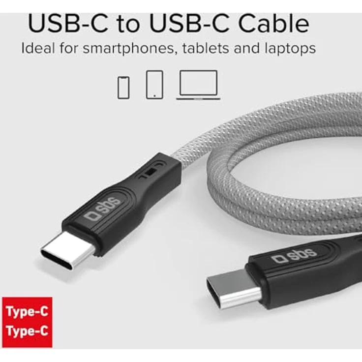 SBS Magnetisches USB-C-auf-USB-C-Kabel, 1 Meter, 60W Ladeleistung, grau – Bild 6