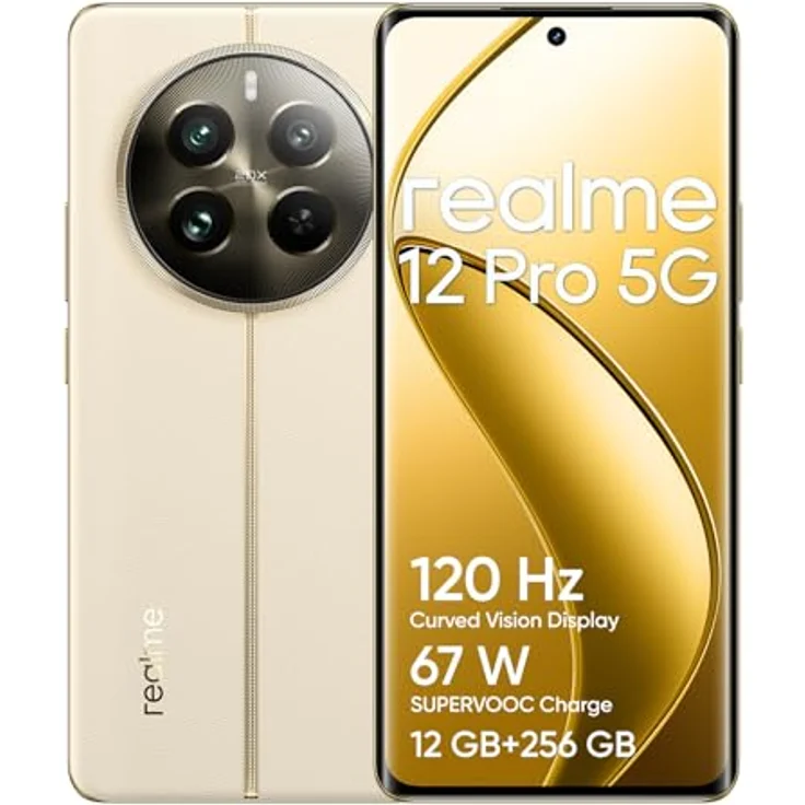 realme 12 Pro 5G Smartphone, 12+256GB, Sony Portrait Camera 2X Optical Zoom, IMX882 OIS Camera, 6.7 inch 120Hz Curved Vision Display, 67W SUPERVOOC Charge, 5000mAh Massive Battery, beige – Bild 1
