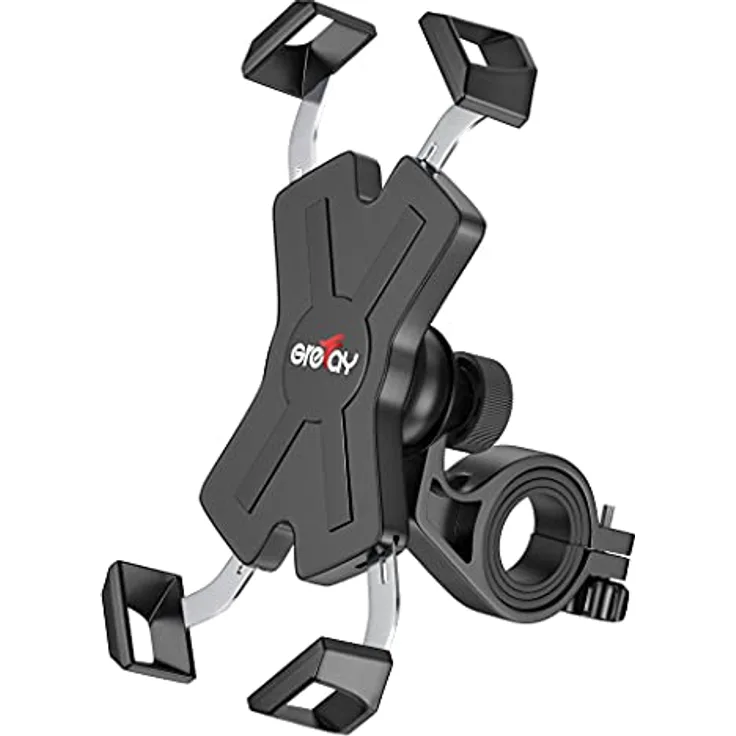 Grefay Fahrrad Handyhalterung, Edelstahl Motorrad Fahrrad Lenker Handy Halterung Mit 360 Drehen für 4,5-6,8 Zoll Smartphone