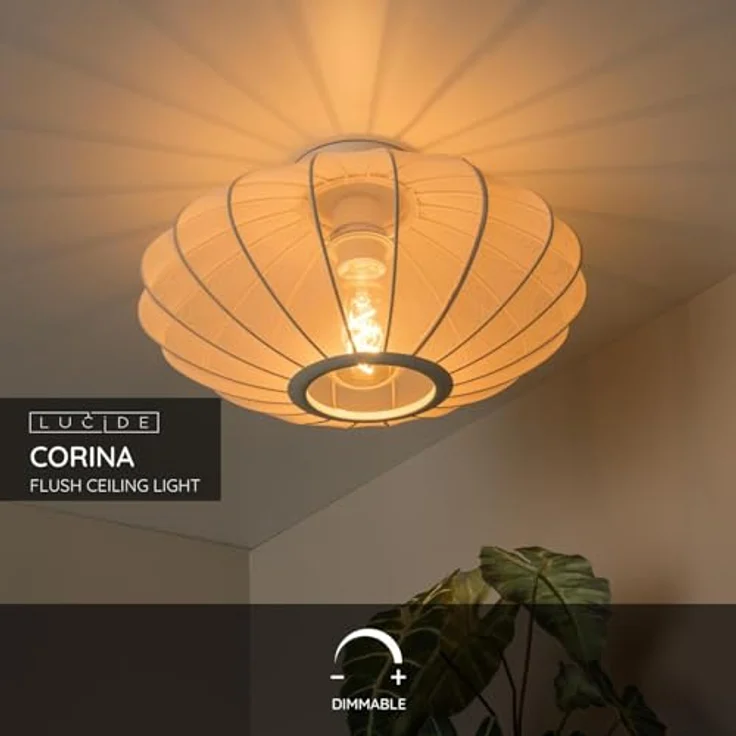 LUCIDE CORINA Deckenleuchte Ø 40 cm Beige, Geeignet für LED-Lichtquelle, Dimmbar – Bild 3