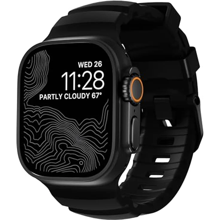 NOMAD Rocky Point Band für Apple Watch 42/44/45/49 mm, leistungsstarkes wasserfestes Uhrenarmband in Carbon Black mit leichtem und atmungsaktivem Design – Bild 1