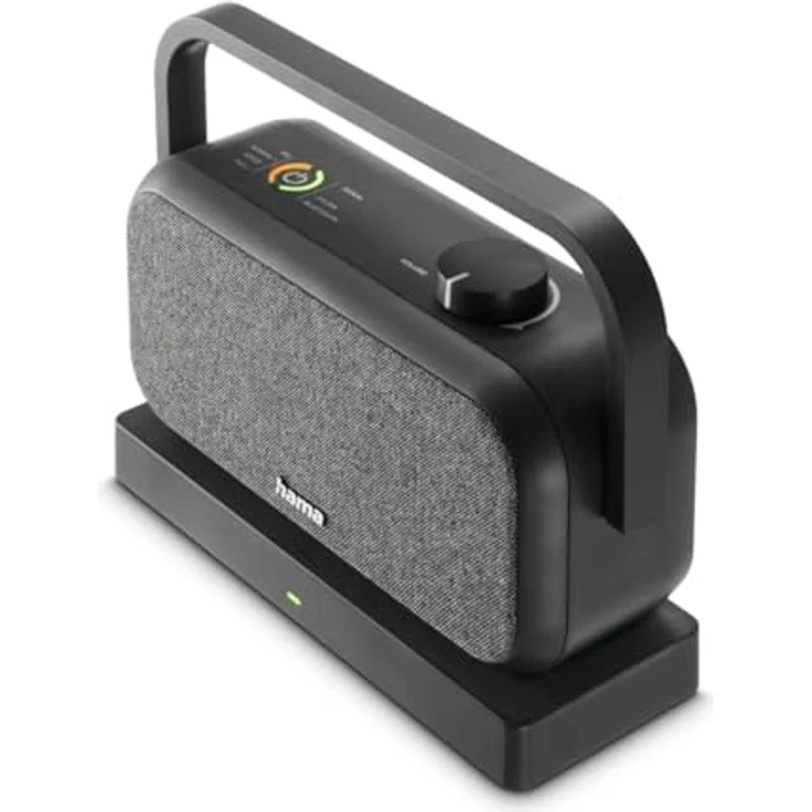 Hama 221849 Senioren TV Bluetooth Lautsprecher, tragbarer Stereo-Lautsprecher mit 2,4-GHz-Station, Schwarz/Grau, versandkostenfrei – Bild 2