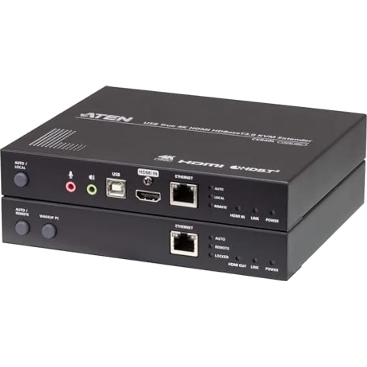 ATEN CE840 USB True 4K HDMI KVM Extender, HDBaseT 3.0 - 4K Videoqualität, Rackmontierbar, HDR10+, schwarz