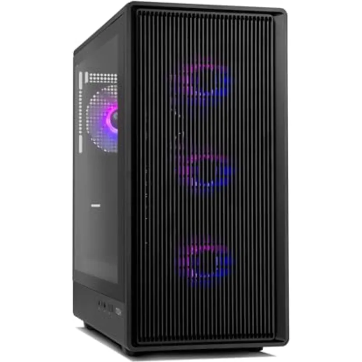 NOX Infinity IOTA Semitorre Mesh ARGB, schwarzes ATX Tower-Gehäuse mit 4x 120 mm Lüftern und gehärtetem Glas