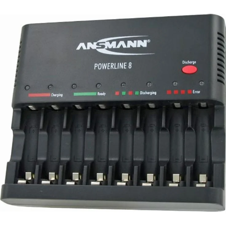 Ansmann Powerline 8 1001-0006, Akkuladegerät für 1-8 AA/AAA NiMh Akkus mit USB-Ladebuchse und Entladefunktion – Bild 2