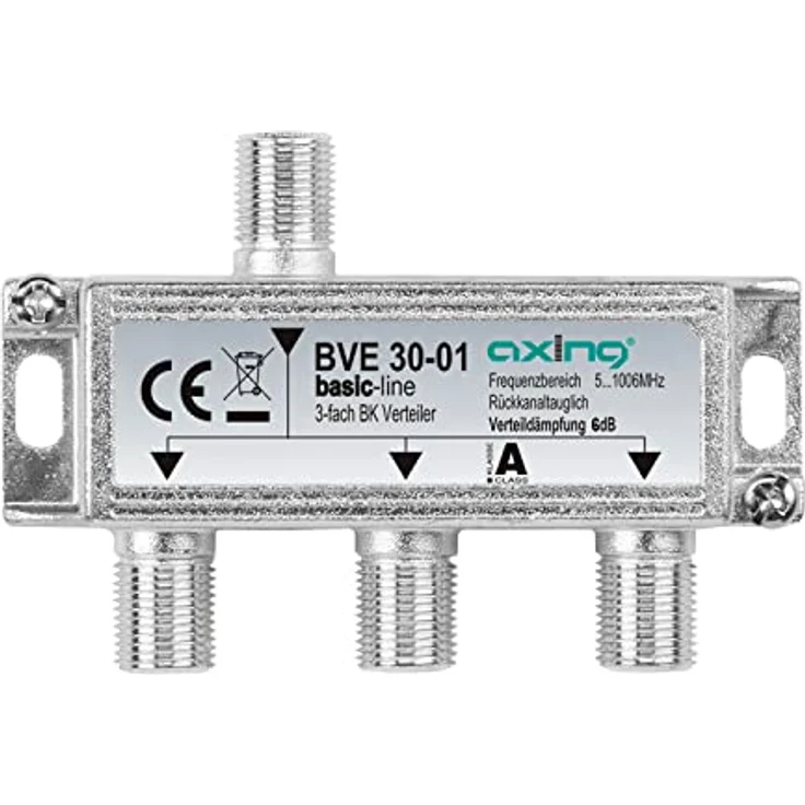 Axing BVE 30-01 3-Fach BK-Verteiler (5-1000 MHz) für Kabelfernsehen und DVB-T2 HD, F-Anschlüsse – Bild 2