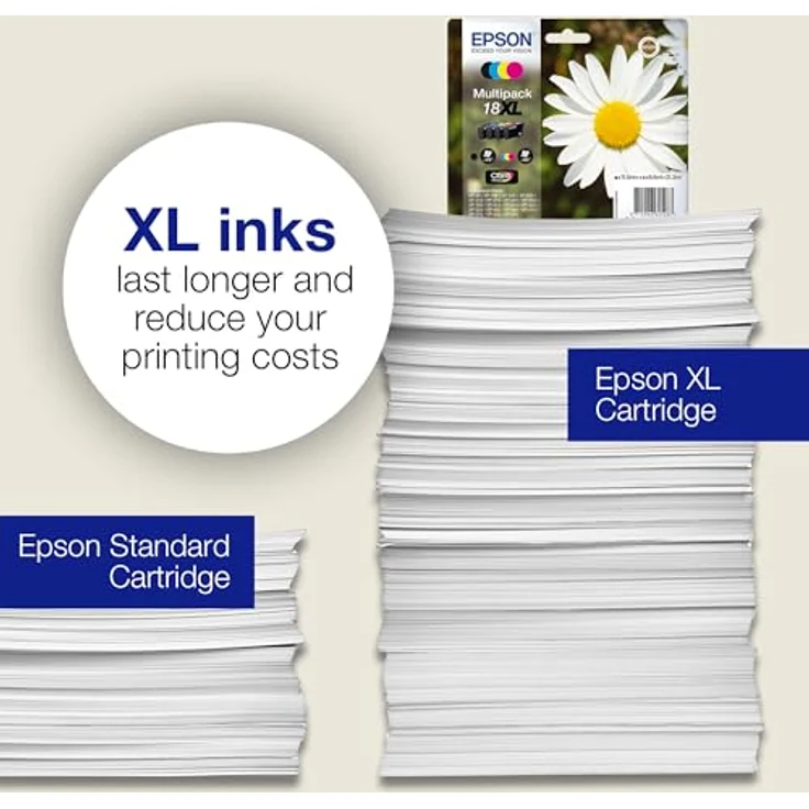 Epson Orginal 18XL Tinte Gänseblümchen, XP-305 XP-402 XP-215 XP-312 XP-315 XP-412 XP-415 XP-225 XP-322 XP-325 XP-422 XP-425, EasyMail-Verpackung, XL , (Multipack, 4-farbig) – Bild 4