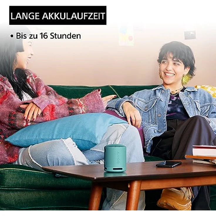 Sony SRS-XB100 - Kabelloser Bluetooth-Lautsprecher, tragbar, leicht, kompakt, Outdoor, Reise-Lautsprecher, langlebig, IP67 wasser- und staubdicht, 16 Std Akku, Trageriemen, Freisprechfunktion, Hellblau – Bild 5