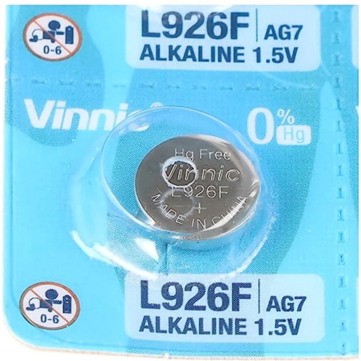 VINNIC 10 Stück Alkaline Batterie AG7, SR927SW, G7, LR57, LR927, SR57 Knopfz Knopfzelle mit geringer Selbstentladung - 1,5 Volt, 55mAh – Bild 2