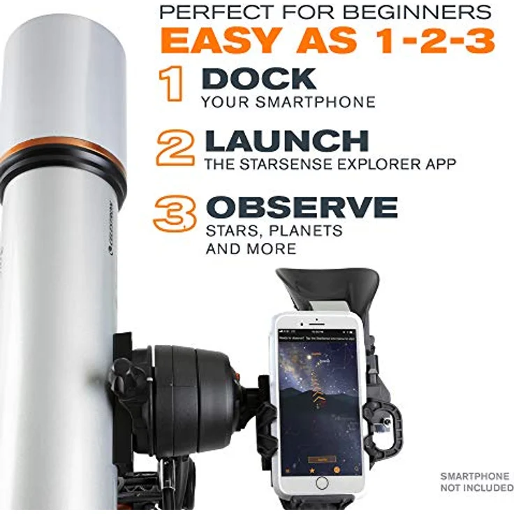 Celestron 22460 StarSense Explorer DX 102AZ Smartphone App-fähiges Refraktor-Teleskop, iPhone/Android kompatibel, Grau – Bild 3