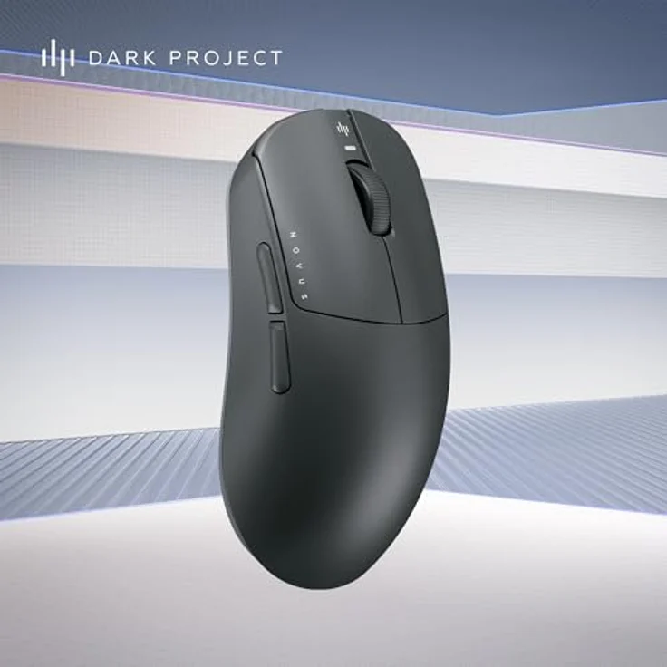 Dark Project Novus Wireless Gaming-Maus, ultraleicht mit 51g, PixArt PAW3395, 26K DPI, 2K Hz Abtastrate, 6 programmierbare Tasten, bis zu 70 Stunden Akkulaufzeit, Schwarz/Grau – Bild 3