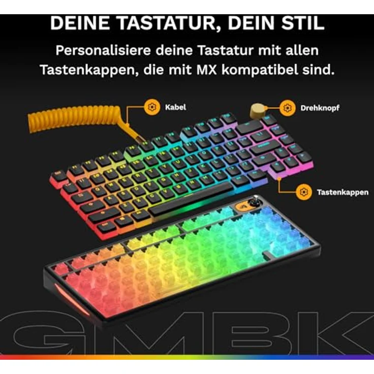 Glorious PC Gaming Race GMBK 75% RGB-Gaming-Tastatur, Kabelgebunden, Schwarz, IP57 wasserdicht, austauschbare Tastenkappen – Bild 2