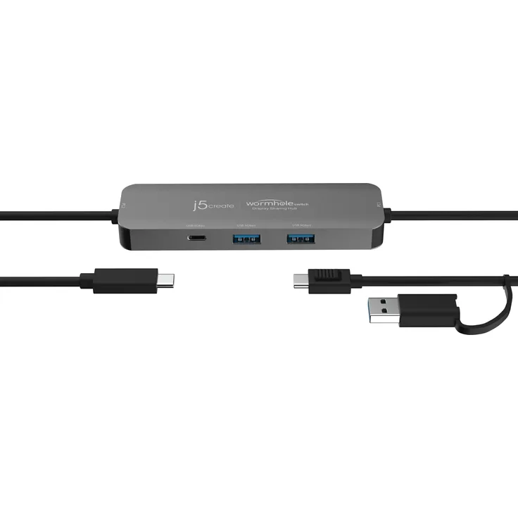 j5create JCH462-N USB-Hub, USB 3.2 Gen 1 Type-A + Type-C, 5000 Mbit/s, grau, Aluminium