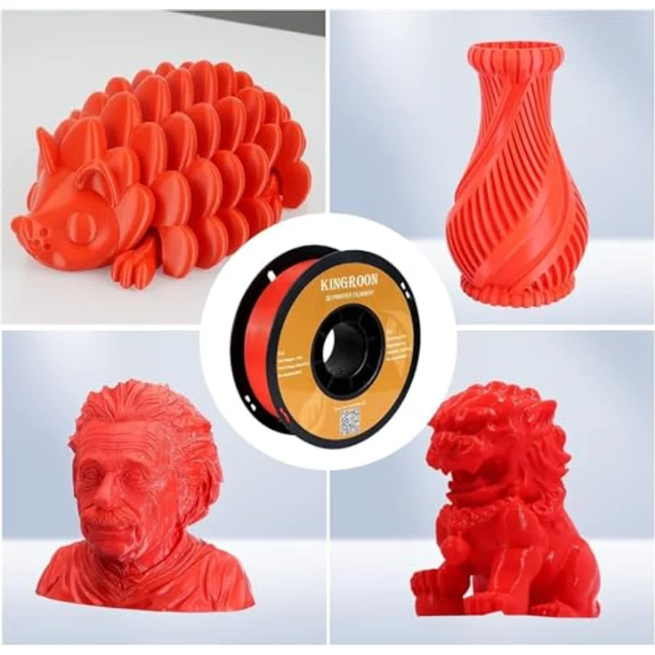 Kingroon PLA Filament 1.75mm, Maßgenauigkeit +/- 0.03mm, 10KG Spule, schwarz, weiß, grau, rot, blau, gelb, grün, transparent, orange, silber – Bild 4
