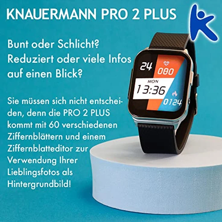 Knauermann PRO 2 Plus, Smartwatch mit Lederarmband, EKG-Sensor, Blutsauerstoffmessung, Benachrichtigungen für Anrufe und Nachrichten – Bild 8