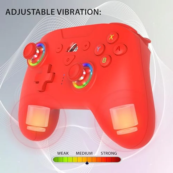 SUBSONIC - Wireless Controller für Switch und Switch OLED - Rot, mit LED, Vibration und 6-Achsen-Gyro – Bild 4