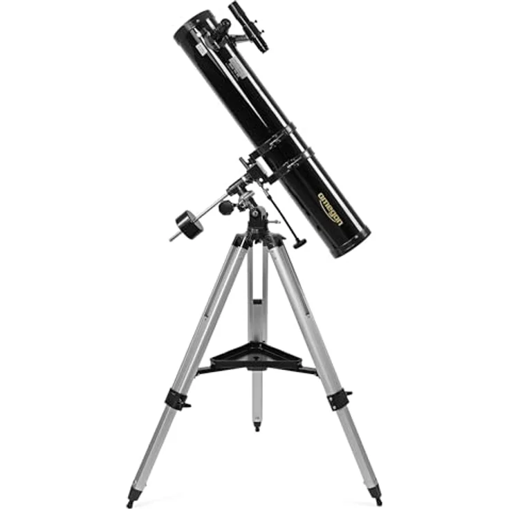 Omegon Teleskop N 114/900 EQ-1, Spiegelteleskop für Einsteiger mit parallaktischer EQ-1 Montierung, präziser Nachführung, ideal für Mond & Planeten, inklusive Zubehörset – Bild 3