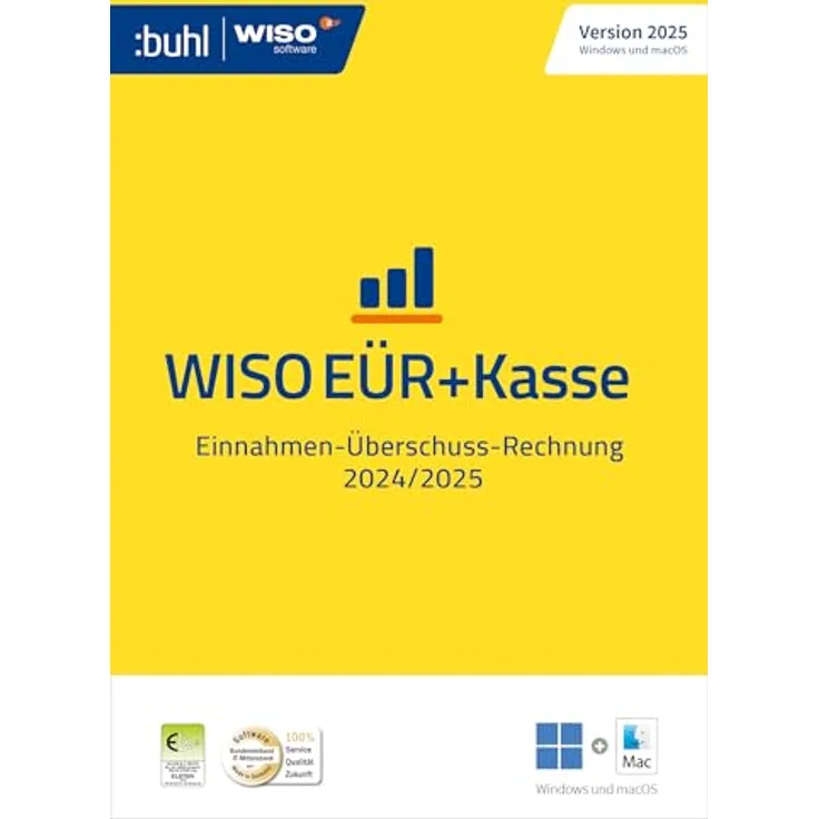 Buhl Data Service GmbH WISO EÜR+Kasse 2025, Einnahmen-Überschuss-Rechnung 2024/2025 inkl. Gewerbe- und Umsatzsteuererklärung, Aktivierungscode per Email
