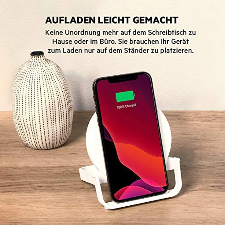 Belkin 10 W Wireless Charging Stand mit Micro-USB Kabel und Netzteil, weiß – Bild 2