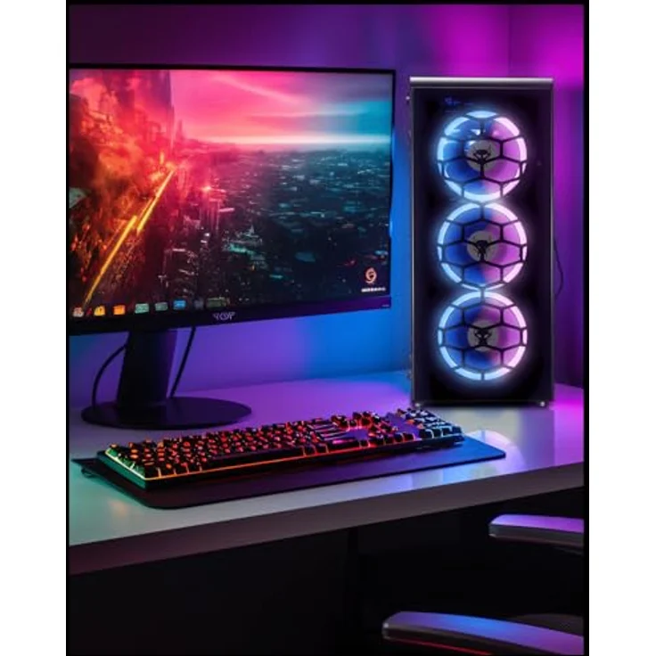BEASTCOM Q3 Gaming PC Set Komplett, AMD Ryzen 3 4X 4,00GHz 8 Threads, 4K Vega 6 Grafik, 32GB RAM, 1TB SSD + Monitor LED 24", Tastatur, Maus, Mauspad, HDMI, WLAN, Windows 11 Pro - RGB Farbenspiel, 24 Zoll Full-HD Display, 75 Hz, 5ms Reaktionszeit – Bild 5