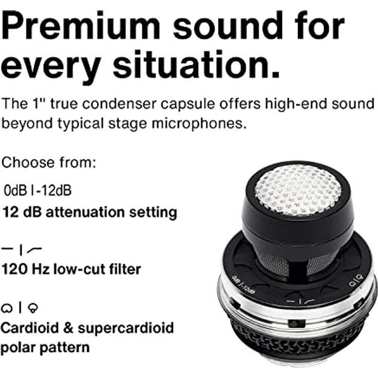 Lewitt MTP W950, Premium Kondensatormikrofon mit 1" Kapsel, Nieren- und Supernierencharakteristik, branchenführender Rückkopplungsunterdrückung – Bild 5