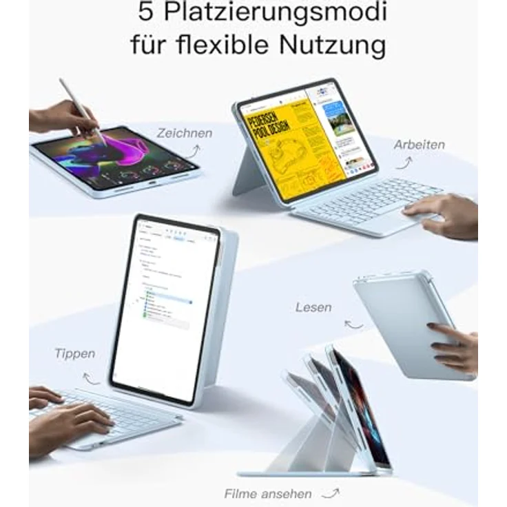 Inateck Hülle mit Tastatur für iPad 10 Generation, Touchpad, 7-Farbige Hintergrundbeleuchtung, QWERTZ, KB04112 – Bild 3
