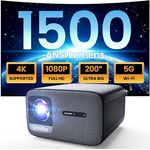 CASIRIS OmniStar L80 Beamer, 1500 ANSI Lumen, Full HD 1080P Video Projektor, 4K-Unterstützung, Autofokus, 30W Lautsprecher, 5G WiFi Bluetooth, kompatibel mit Smartphone/HDMI/USB
