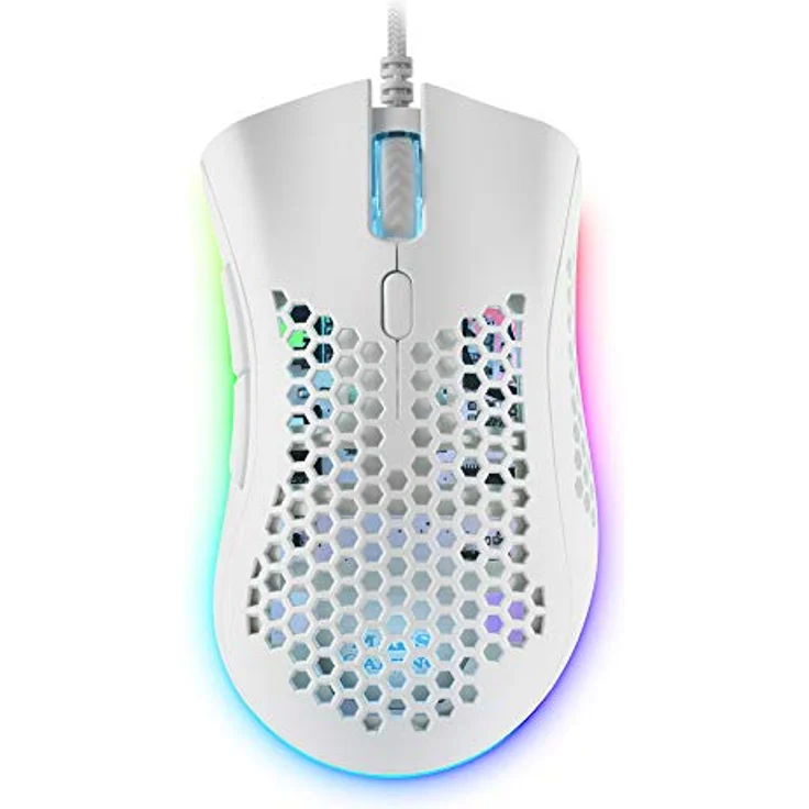 Mars Gaming MMEXW Weiß, RGB Gaming-Maus, 32K DPI, Feather-Kabel, HUANO-Schalter – Bild 1