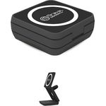 Miraval 3-in-1 Faltbare Ladestation, Kabelloses Ladegerät mit Magnetischer Halterung für Smartphone, Kopfhörer & Smartwatch, USB-C, Schwarz