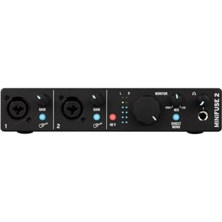 Arturia MiniFuse 2, Kompaktes USB-Audio-Interface mit 2 Eingängen, MIDI-Anschlüssen und kreativer Software für hochwertige Aufnahmen - Schwarz – Bild 2
