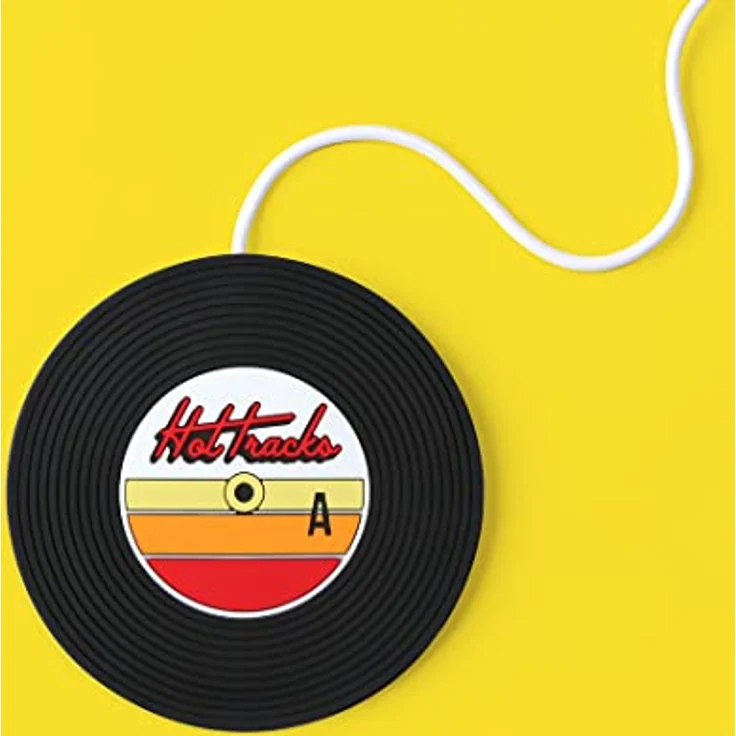 MUSTARD - Hot Tracks Cup Warmers I USB-Tassenwärmer I USB-Gadgets I Büro I Becherwärmer I elektrisch I Kaffeewärmer I USB-Getränkewärmer I Warmhalteplatte I Tassenuntersetzer I Schallplatte - Schwarz - Preisvergleich – Bild 3