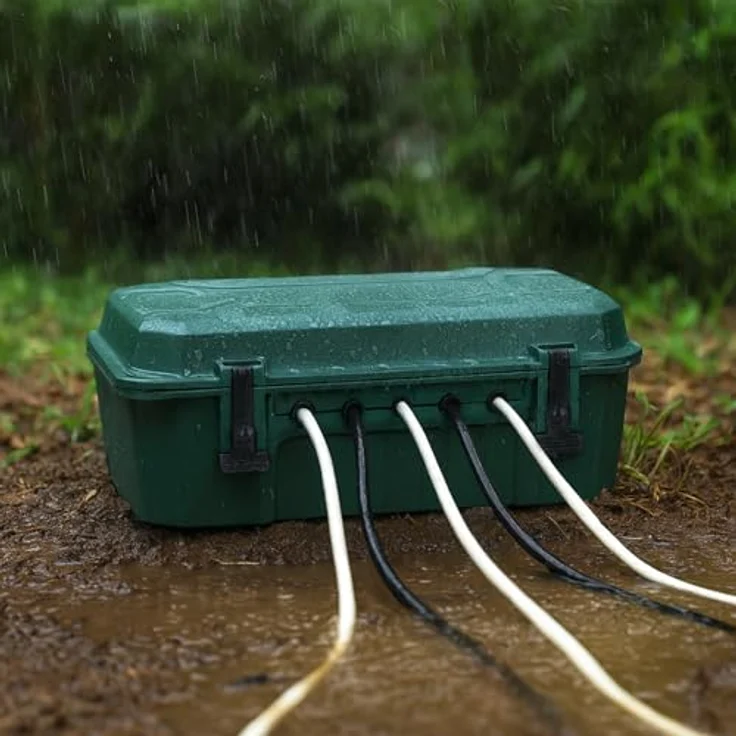 as - Schwabe Gartensteckdose 48710, Wetterfeste Kabelsafebox IP54 mit 5 Kabelausgängen, grün – Bild 5
