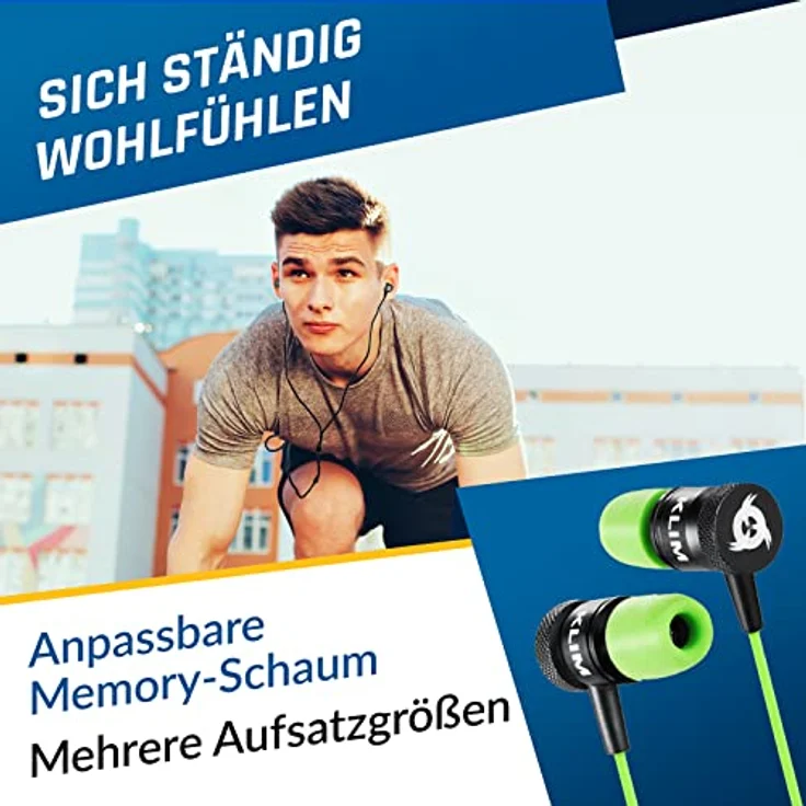 KLIM Fusion In-Ear-Kopfhörer mit Memory Foam grün – Bild 2