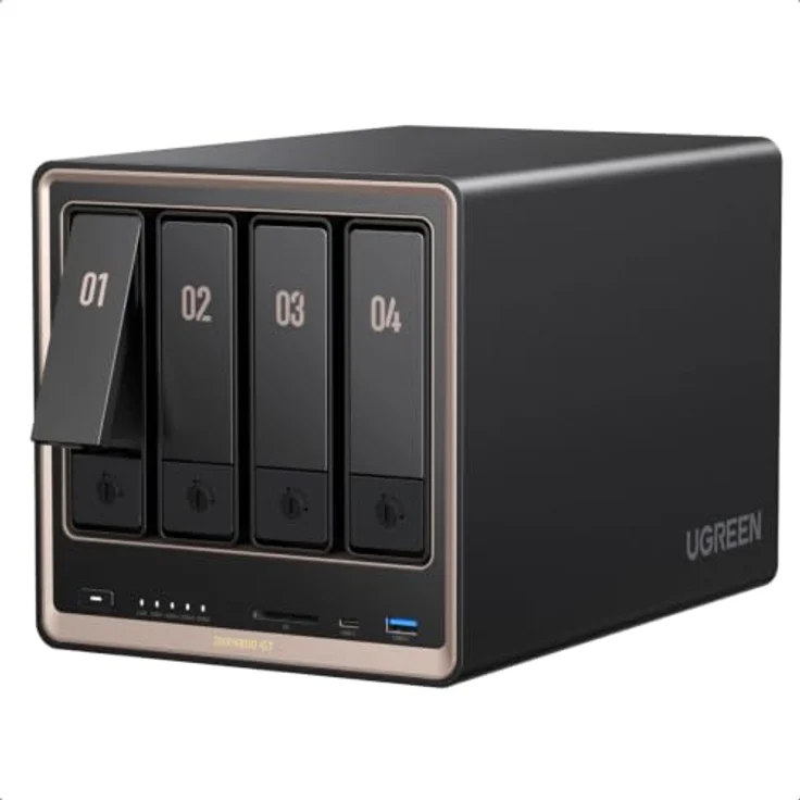 UGREEN NASync DXP4800 GT 4-Bay Desktop NAS, AMD Ryzen R2514, Dual 10GbE, 8GB DDR4 RAM (erweiterbar bis 64GB), ECC-Support, U.2 & M.2 Slots, diskless für Creator, Teams & Zuhause – Bild 1