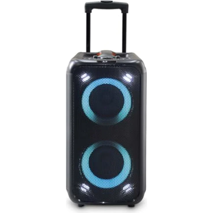 Nedis Bluetooth-Party-Lautsprecher - Tragbarer Bluetooth-Party-Trolley mit Partylicht, 5 Std Batteriespielzeit - Orange/Schwarz – Bild 3