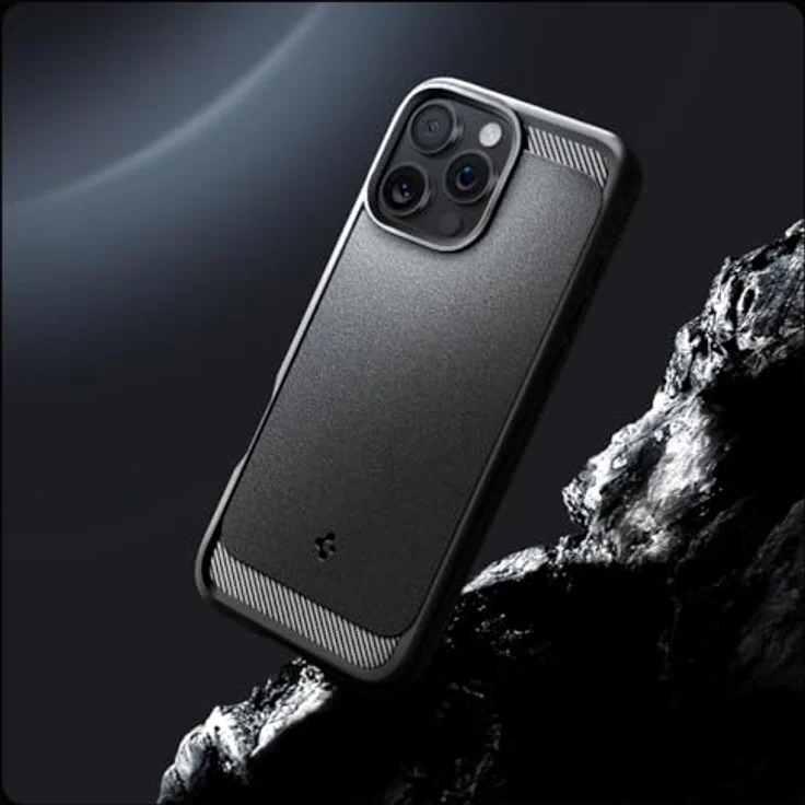Spigen Rugged Armor MagFit Hülle für iPhone 16 Pro, Matte Black - Integriertes Magnet, Karbon Look, Air Cushion Technologie – Bild 3