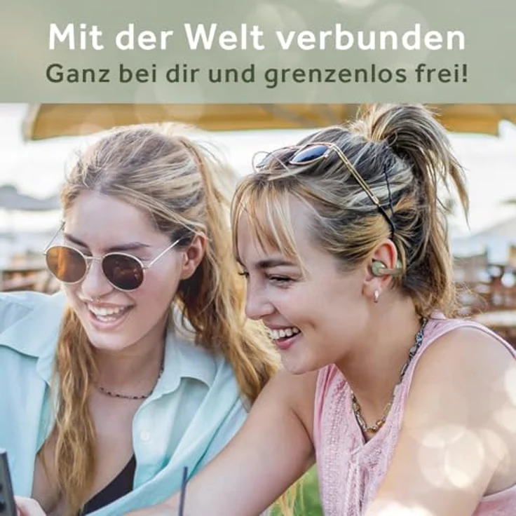 JVC Nearphones HA-NP1T-GN, kabellose In-Ear Ohrhörer im Earcuff-Design mit Bluetooth 5.3, IPX4 Spritzwasserschutz, 24 Stunden Wiedergabezeit, grün Perlmutt-Opt – Bild 2
