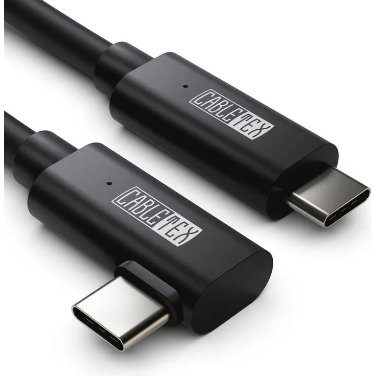 CABLETEX 5m USB-C Kabel für Meta Quest 3 Link, Oculus Quest 2, PICO 4, mit abgewinkeltem Stecker, Aufladen+Spielen, Schwarz