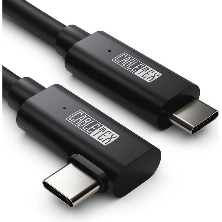 CABLETEX 5m USB-C Kabel für Meta Quest 3 Link, Oculus Quest 2, PICO 4, mit abgewinkeltem Stecker, Aufladen+Spielen, Schwarz