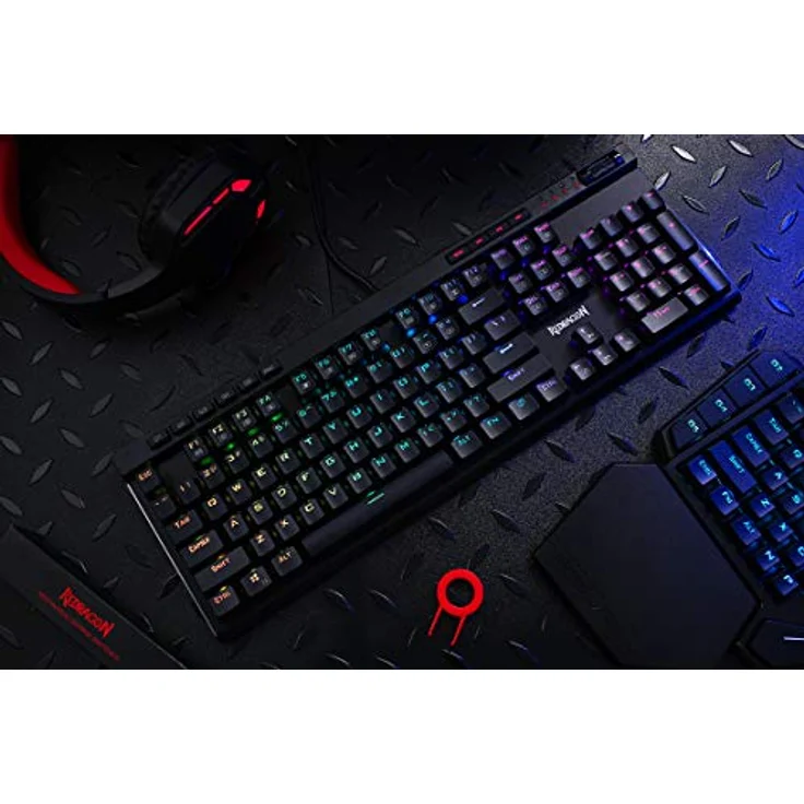 Redragon K580 VATA RGB LED Mechanische Gaming Tastatur mit Hintergrundbeleuchtung 104 Tasten Anti-Ghosting mit Makrotasten und Dedizierten Mediensteuerelementen (Blaue Schalter) – Bild 10